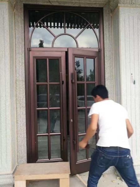 Black  Iron Double floor spring swing Doors Electronic Lock OEM kfc door