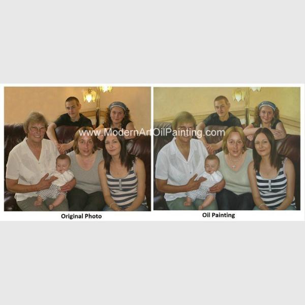 Family Custom Oil Painting Portraits Handmade From Photograph 5 CM All Sides Around