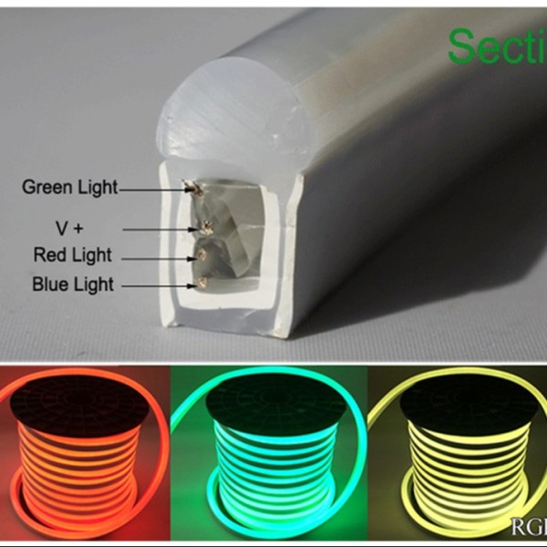 Energy RGB LED Neon Flex with SMD5050 Tri chip LEDs and PWM Controller for Smooth Color Mixing in Indoor and Outdoor Applications
