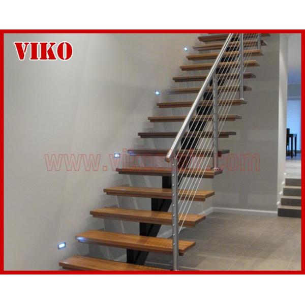 Steel Cable Stair VK87SC 304 Stainless Steel Handrail Treed American Oak Carbon Powder-coate Aluminum Wooden