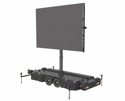 Mobile Solar Full Color Led Screen Display Hydraulic Lifting And Descending Trailer For Advertising Display