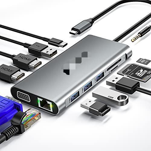 Adaptateur HDMI 4K USB-C Hub avec RJ45 USB 3.0 USB 2.0 et PD sortie alliage d'aluminium