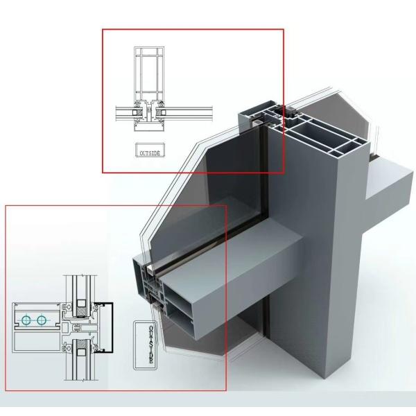 Aluminum 80% 2140mmx3300mm Seamless Curtain Wall