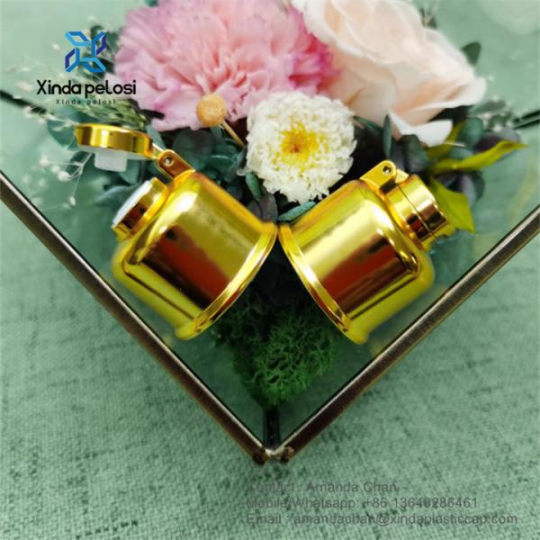 Перерабатываемая золотая пластиковая косметическая винтовая крышка для лосьонов, тонаров, шампуней и жидкого мыла