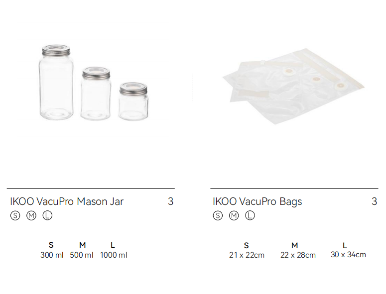 IKOO Container vitré sous vide scellable Ensemble d'étiquetteurs sous vide de nourriture Sacs sous vide de nourriture Container sous vide de nourriture