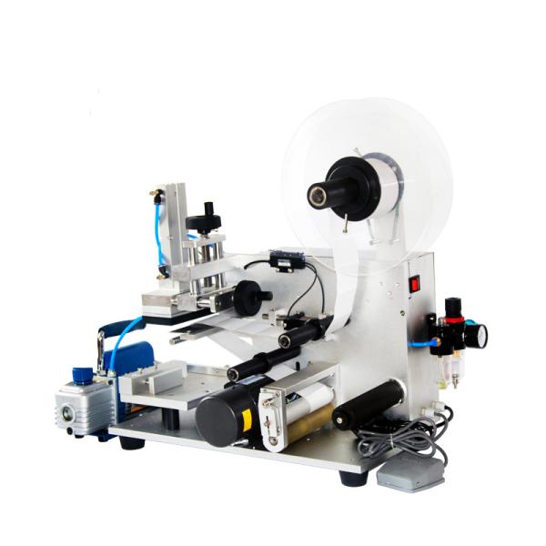 Máquina de rotulagem de embalagens de superfície plana semiautomática para tampas de garrafas