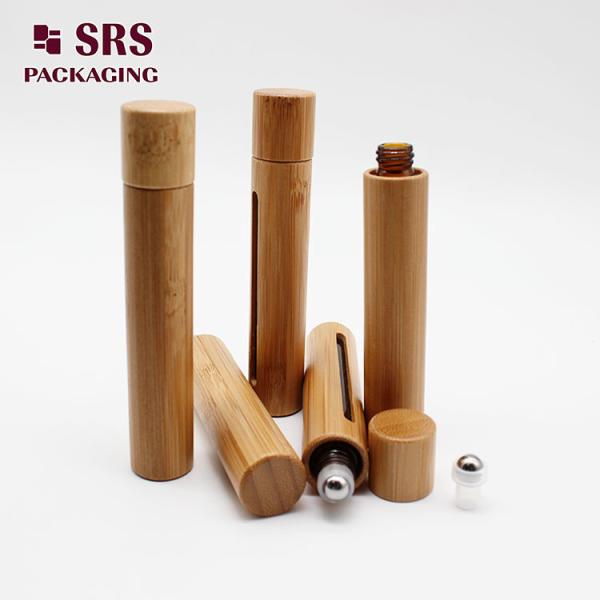 Natural Color Bamboo Perfume Amber Glass Roll On Bottle 10ml