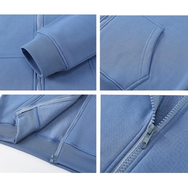 Light Blue Zipper Horse Riding Hoodies Women's Sports Thickened Jacket