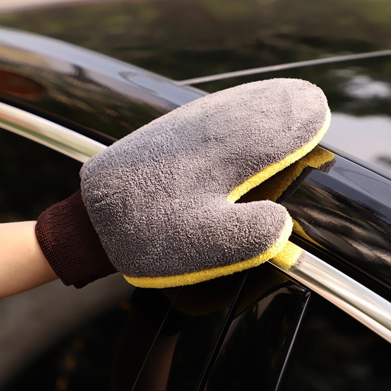 Bear Paw 23x19.5cm Coral Fleece Microfiber Wash Mitt Waterproof For Car Cleaning