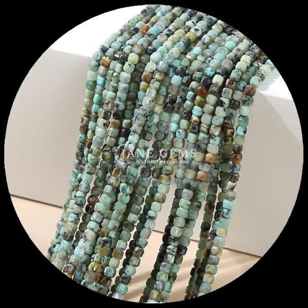 Natural Polished Square Cut Gemstone Beads Silver Obsidian Sunstone for Jewelry Making