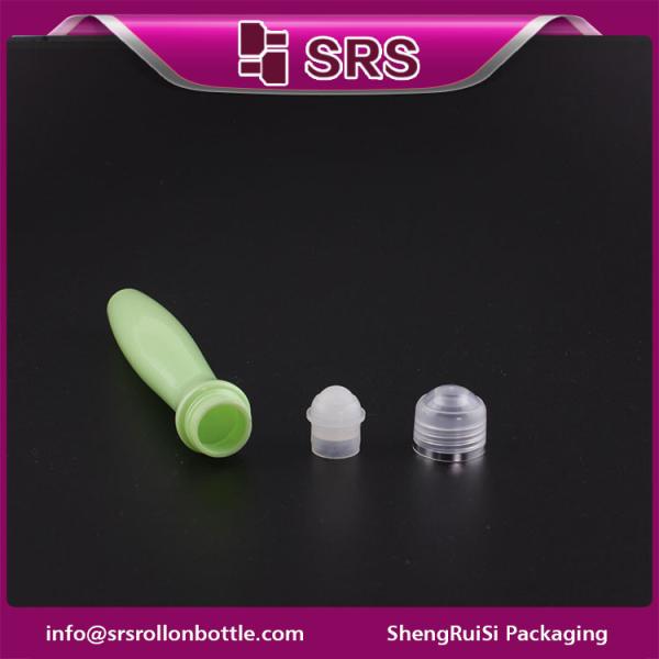 SRS packaging plastic 15ml green color PETG roll on bottle with plastic ball