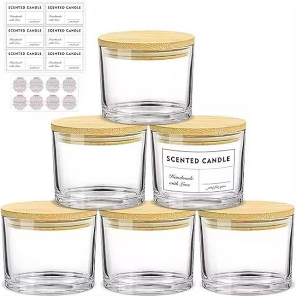 Custom Private Label Candle Jars Clear Empty Glass Jar With Lid For Candle Making