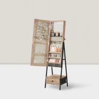 Espejo de armario de joyas modernas con luces LED y almacenamiento