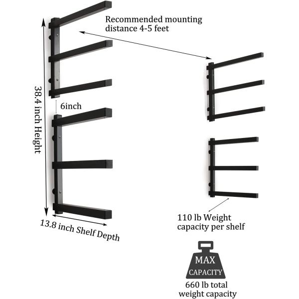 6 уровней Стенная стальная стойка для хранения деревянных лыж и труб