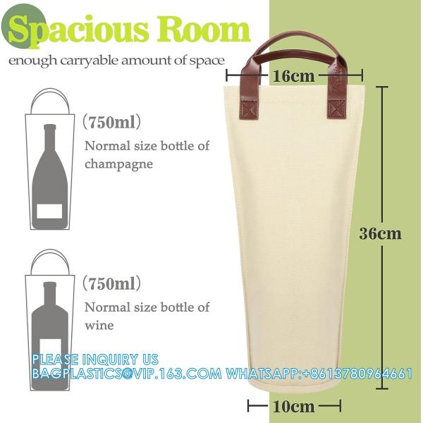 Single Wine Gift Tote Bag, Insulated Padded Thermal Wine Bottle Carrying Cooler Carrier For Travel, Picnic, Gift