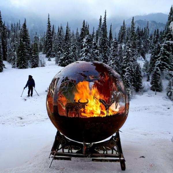 Outdoor Fire Pit Sphere Steel Fire Pit 6mm Thickness Customized