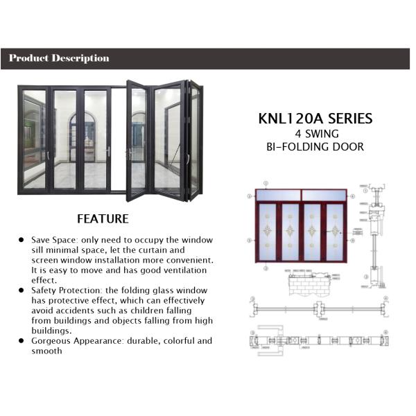 Anodized White Aluminium Bifold Doors , Two Side Open Door Hollow Glazed