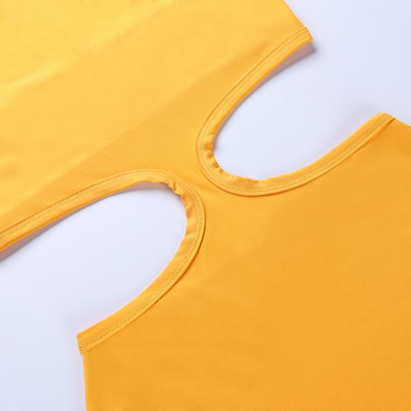 Halter Hollow Women's Summer Vacation Dresses Sleeveless Mid Length