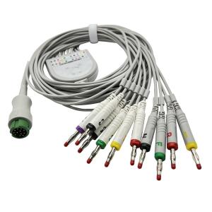 o ECG de Biocare de 10 fios de ligação cabografa o revestimento cinzento de 3.6m