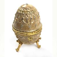 Elegant Egg Shaped Rhinestone Jewelry Box With Velvet Lining