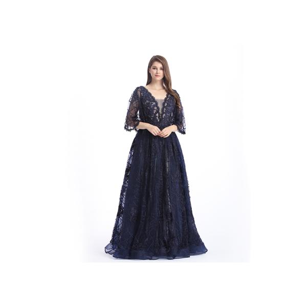 Fishtail Long Sparkly Prom Dresses Deep V Neck Ruffles With Fancy Embroidery