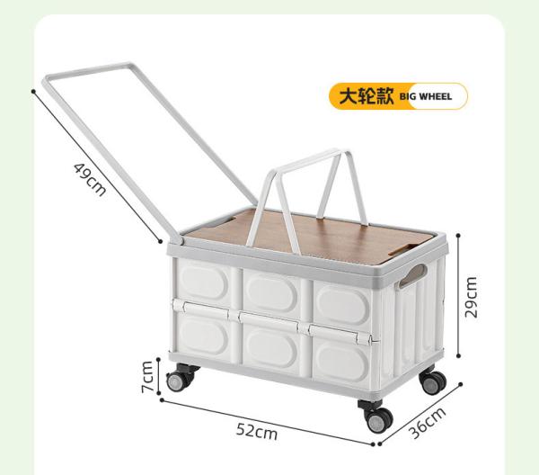 Car trunk storage box Outdoor camping storage box Folding camping organizer Wooden lid picnic storage box