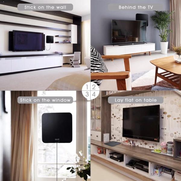 Morpilot Indoor Digital TV Antenna High Gain Flat Design HDTV Antenna 60 Miles Range with Detachable Amplifier Signal Bo