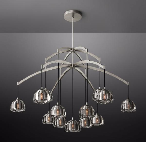 Nickel / Brass / Bronze Art Deco Chandelier Vintage 20'10''