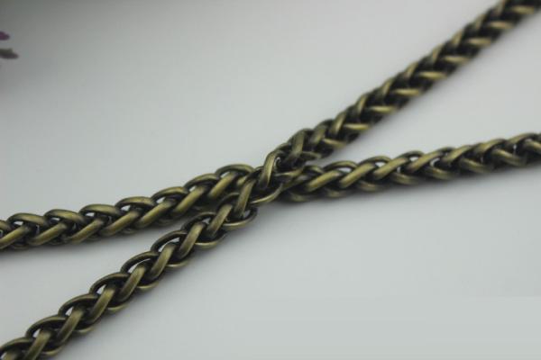 Super quality cheaper twist flower light gold 7 mm width iron metal handbag chain