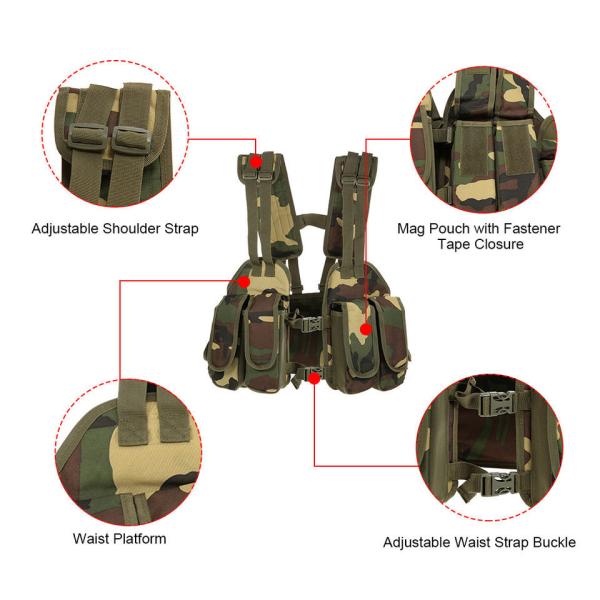 Custom Wholesale High Quality Jungle Tactical Training Breathable Nylon Fully Detachable Vest