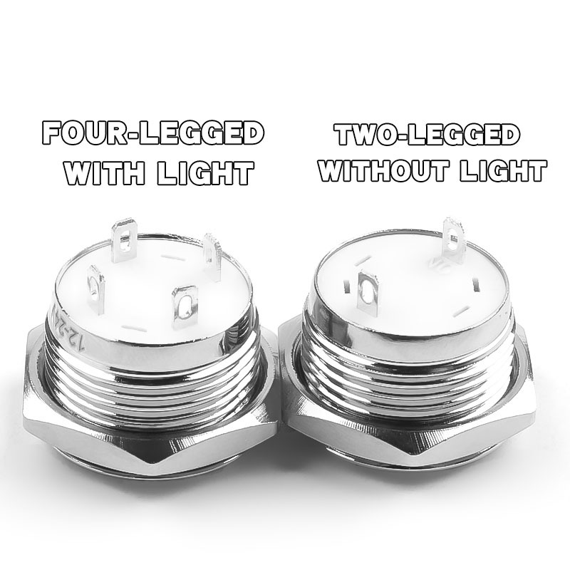 Ultra-Thin 16mm Self-reset Micro-stroke Ultra-short IP65 Waterproof 1NO Silver Contacts Copper Nickel Plated Push Button Switch