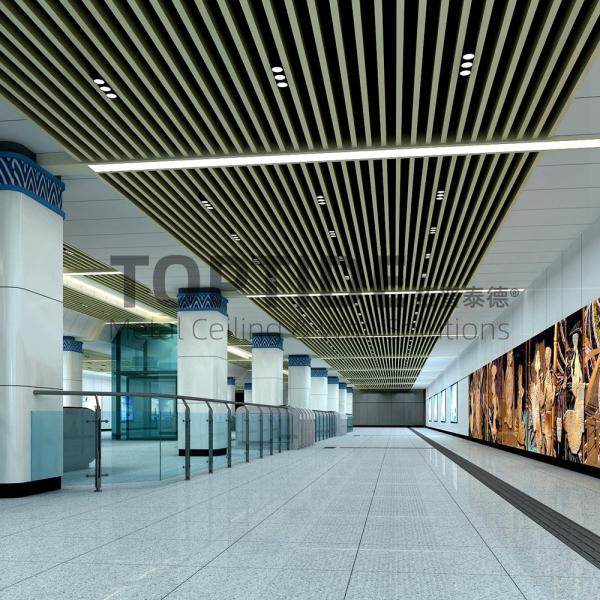 Golden Linear Ceiling Panels Suspended False U Shaped Metal Drop Ceiling