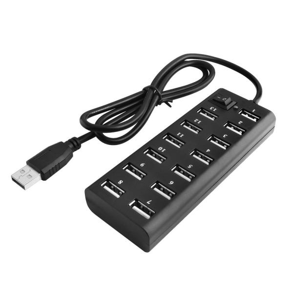 Black White ABS Plastic Hi Speed 13 Port Usb 2.0 Splitter