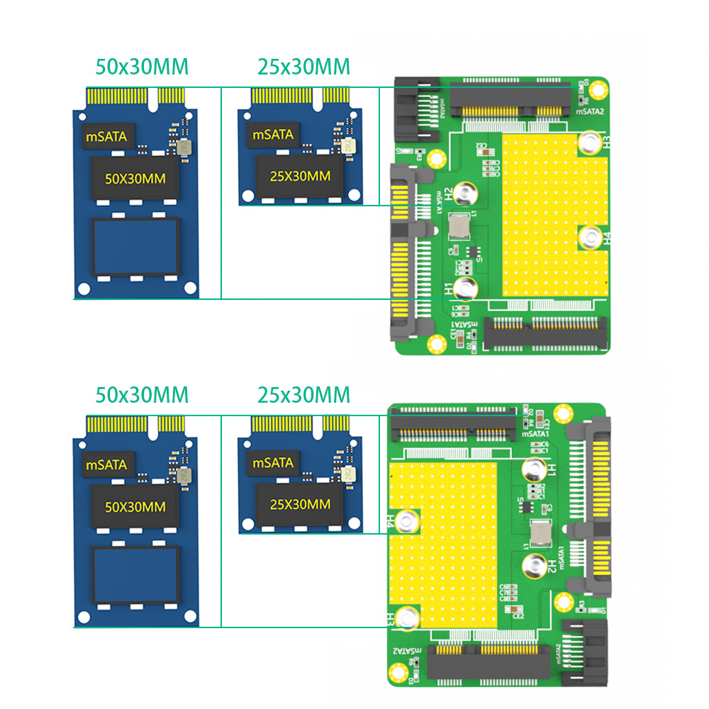 Настроенный USB Dual Msata SSD к Dual SATA3 адаптер Новая версия