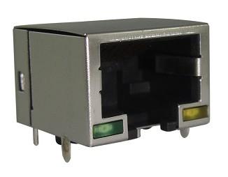 Amfenol RJE7318800410 RJ45 8P8C Conector modular com LEDs