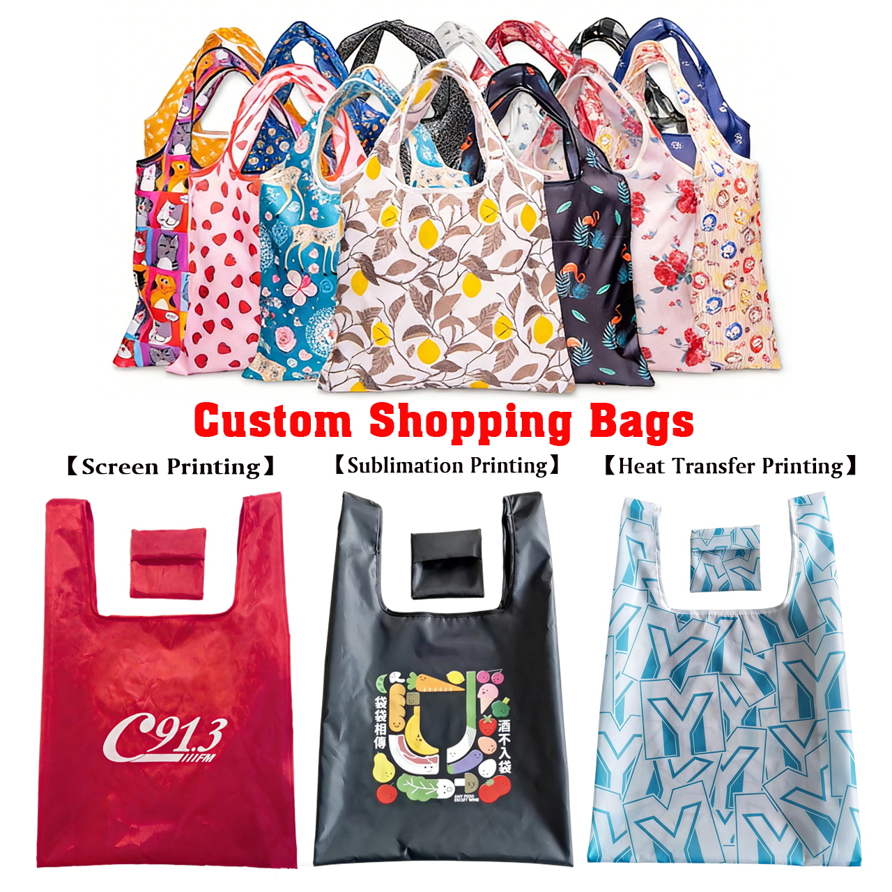 Custom Recycled Ripstop Tote – Foldable, Waterproof & Reusable Eco-Friendly Promotional Grocery Bag