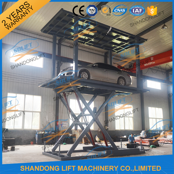 3T 3.3m Double Deck Car Parking System for 2 Car Basement Double Deck Scissor Car Lift