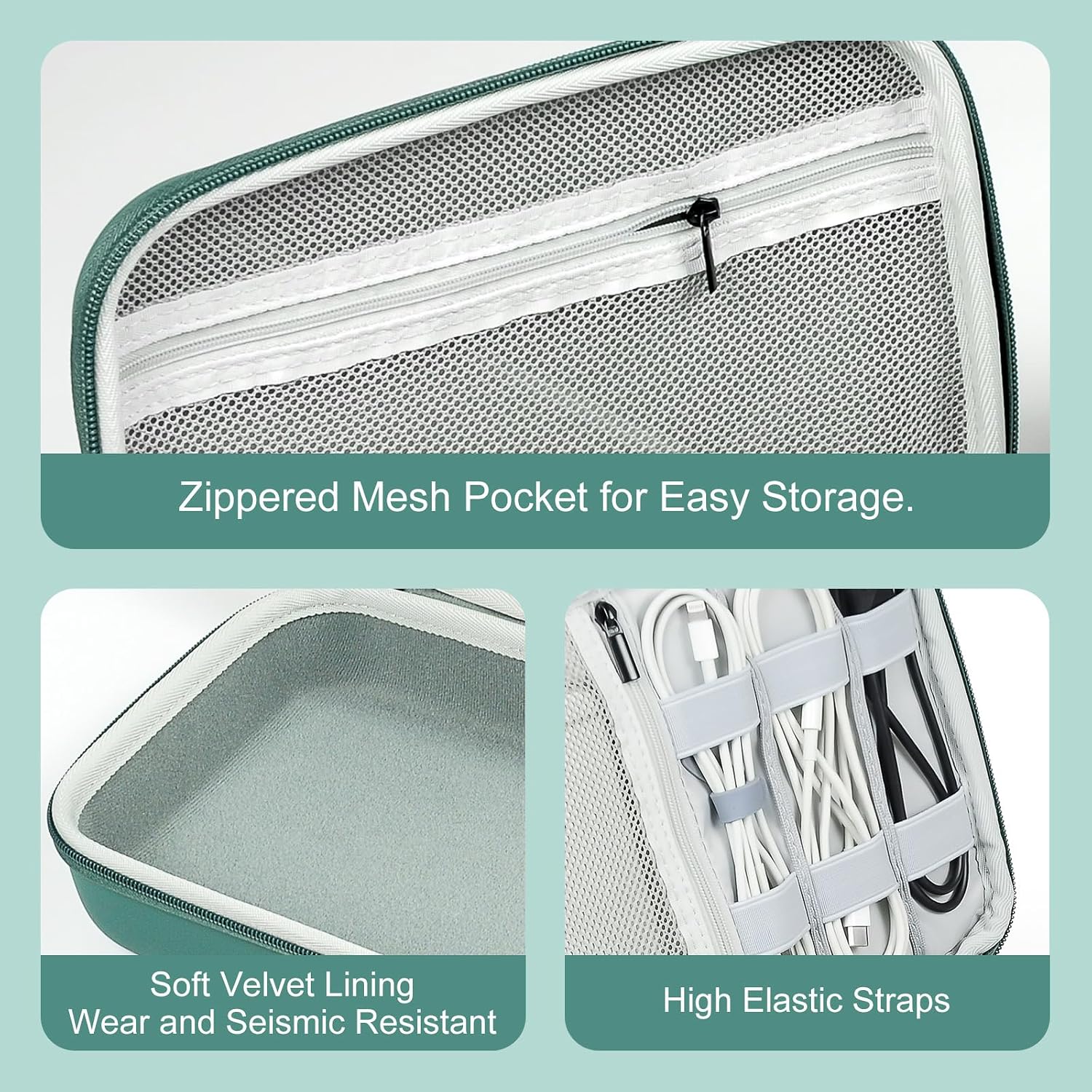 EVA Electronic Accessories Storage Case Large Shockproof Waterproof Storage Bag for Electronics Organizer Portable Cable Storage Bag for Travel or Work