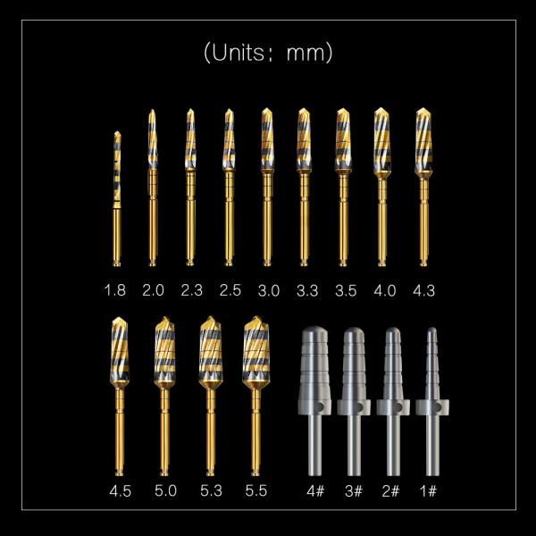 20pcs SS Implante Perforación Herramientas para Expansión de hueso alveolar Perforación Osseodensificación Bur Kit