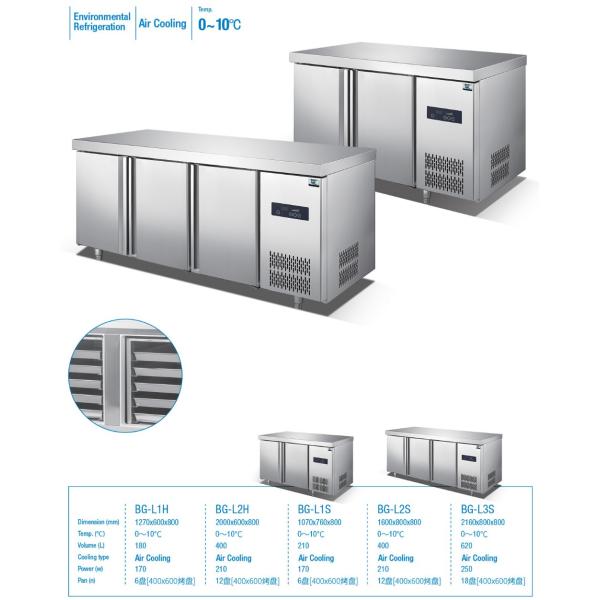 Restaurant 180L Under Counter Refrigerators Stainless Steel 304