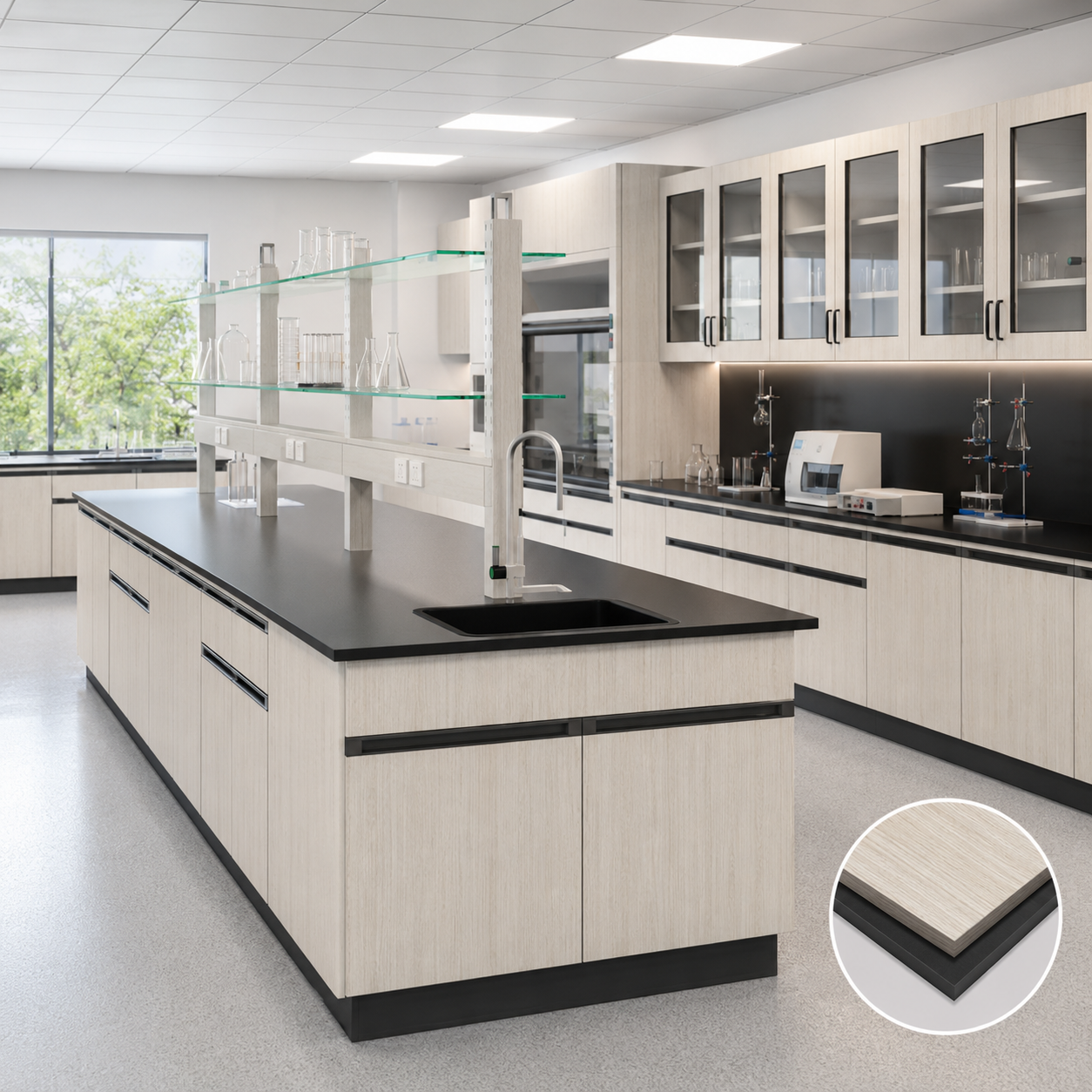 Chemical Resistant Epoxy Resin Lab Countertops | HPL Phenolic Resin Lab