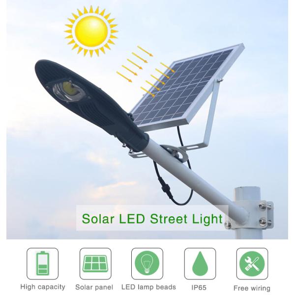 Solar Power High Lumen 30W 60W 100W 150W Cob Street Light With Solar Panel Aluminum die-casting housring