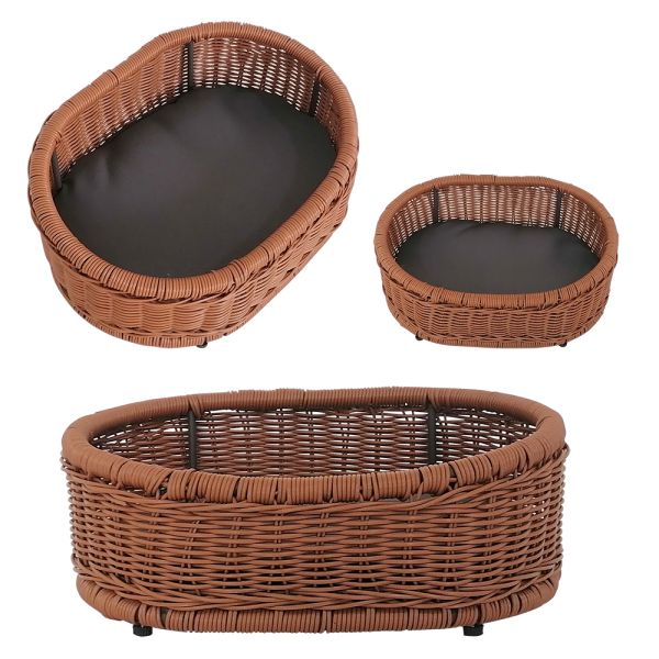 Metal Frame Poly Round Rattan Oval Shape Dog Cat Medium Size Animal House