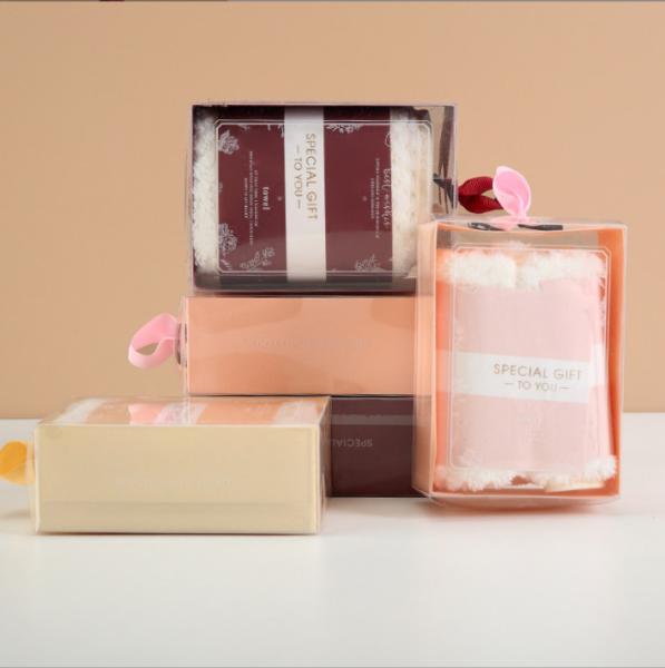 Clear PVC Folding Gift Box With Ribbon Hook Towel Socks Packaging