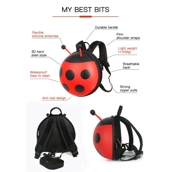 Supercute Custom 3d Eva Child School Bag Kids Ladybug Anti Lost Backpack For Children