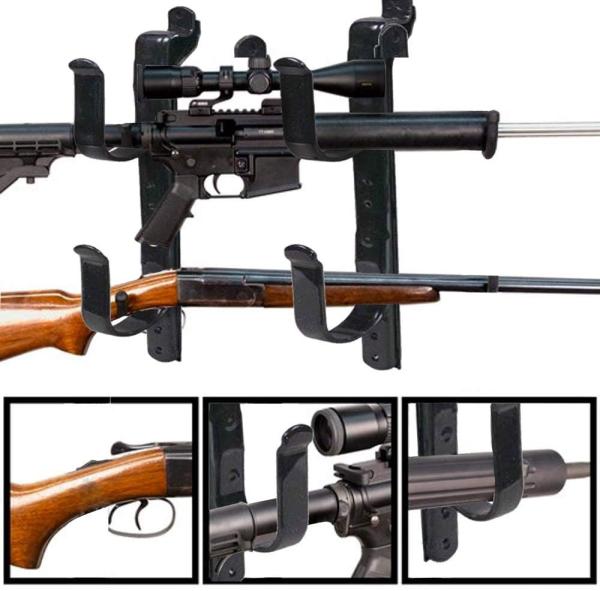 Black Metal Gun Hook holder Bow & Tool Rack for Autos & Trucks Adjustable 9 to 14 Gun Rack