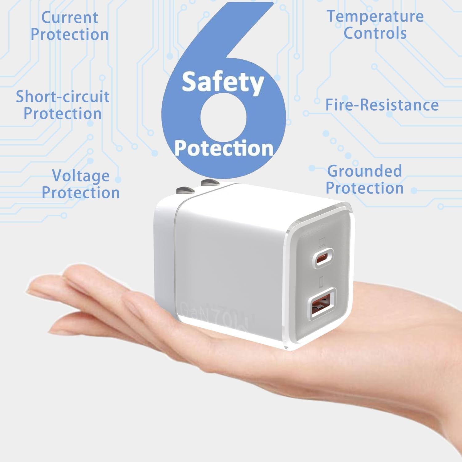 A + C Mini QC 3.0 PD 70W GaN быстрая зарядка для телефона зарядка типа C зарядка