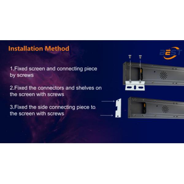 Écran d'étagère à LED de taille personnalisée HD à l'intérieur 300-1200x60 mm Armoire à profil en aluminium Taux de rafraîchissement 3840Hz