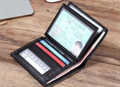 Driver's license Anti-theft brush leather multi-card position man shield RFID chip function thin wallet