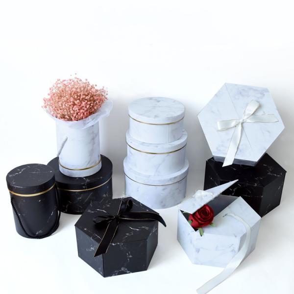 紙紙 オーダーメイド 丸丸の大理石印刷 ローゴ付きの花箱